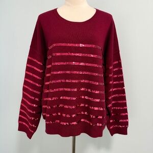 CALLIGRAPHIE Women’s Sequin Red ‎ Sweater Size XL
